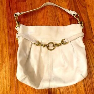 Coach white leather purse